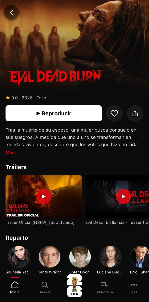 Ficha de una película en la app