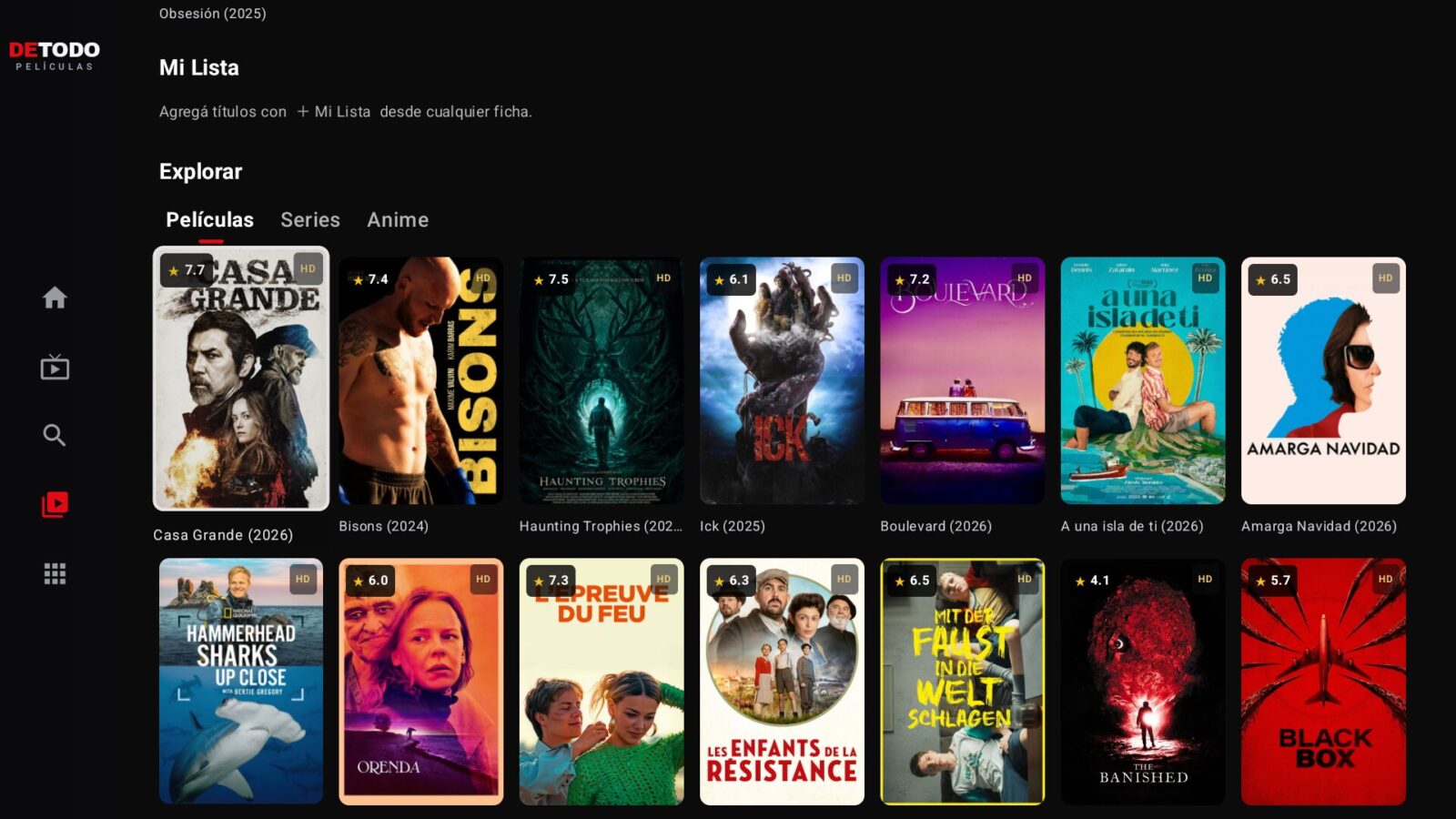 Explorar películas en el televisor